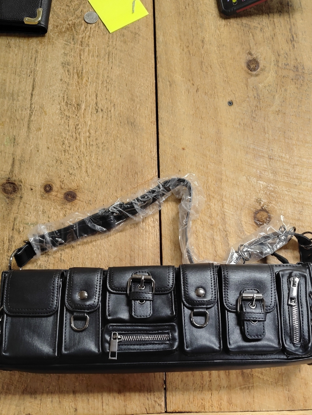 Cape Robbin Black Multi-Pocket Messenger Bag with Buckles